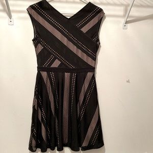BCBGMAXAZRIA Black & Nude Perforated Design Dress